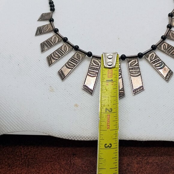 Vtg Tuareg Silver & Onyx African Celebra Necklace Agadez Berber Tribal Collar - Picture 7 of 9